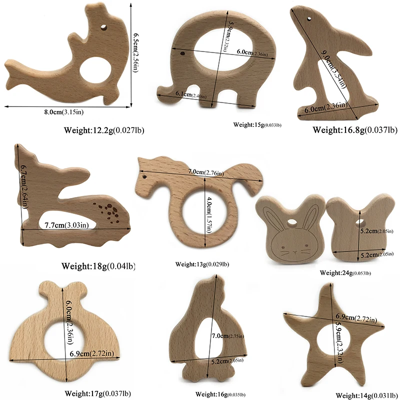 Деревянный Прорезыватель кольца натуральные зубцы из древесины игрушки для младенцев, деревянный Прорезыватель животных для малышей, Детские успокаивающие игрушки для облегчения боли