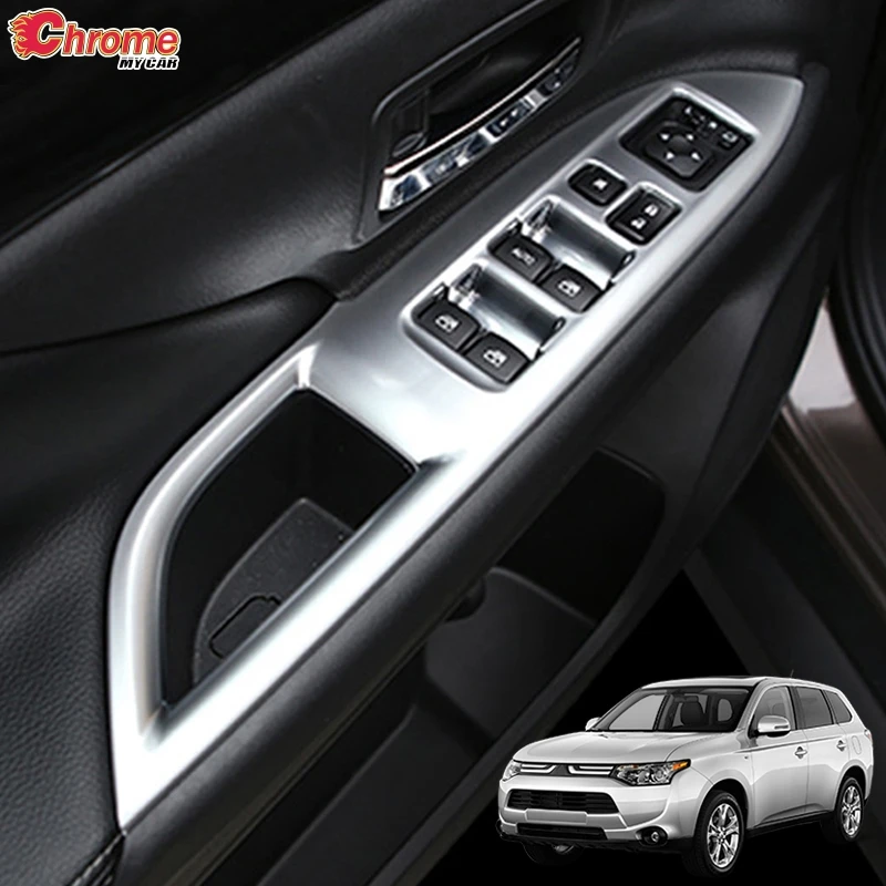 

For Mitsubishi Outlander 2014 2015 2016 2017 2018 2019 Chrome Door Window Armrest Switch Button Knob Panel Cover Trim Decoration