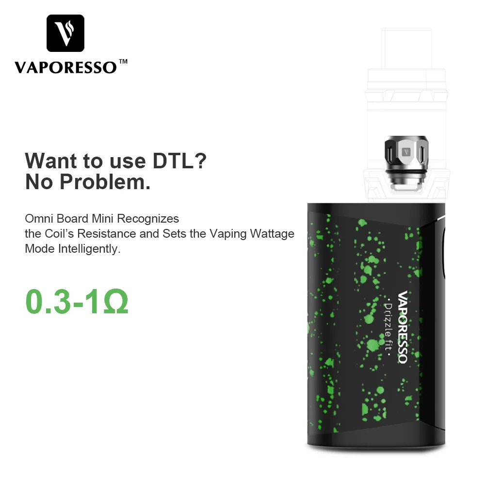 Оригинальный Vaporesso Drizzle Fit Starter Vape Kit с баком 1 8 мл и встроенной батареей 1400 мАч