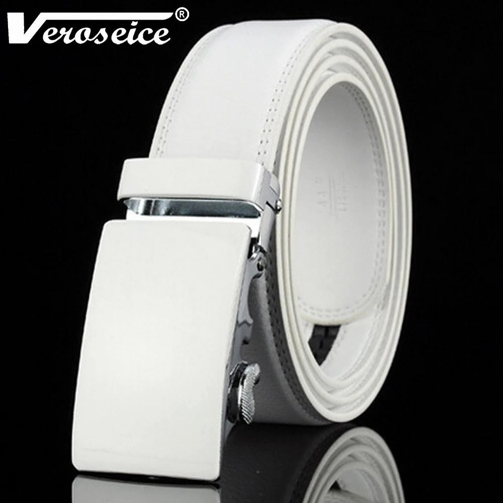 [Veroseice] Fashion Cowhide White Automatic Belts for Men Popular