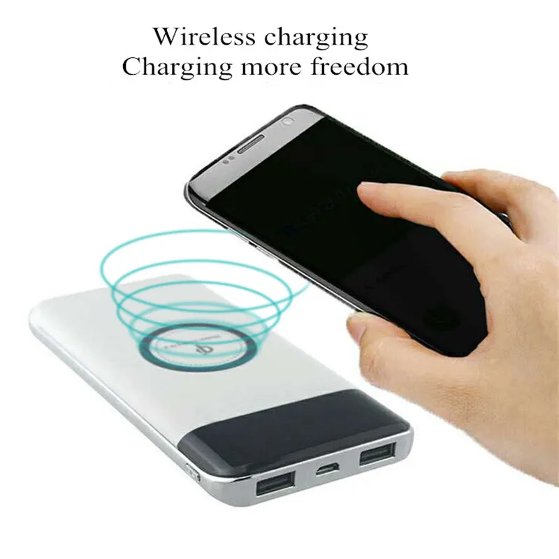 Qi Wireless Charger Power Bank 10000mAh Portable Mobile Phone Charger 2 usb Fast Wireless Charging Powerbank for Phones Tablets