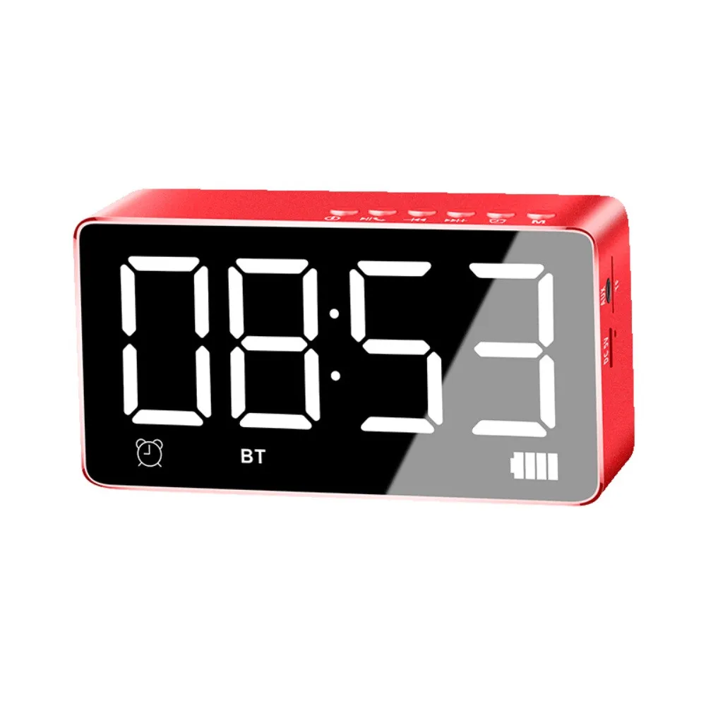 Newest Hot Sale Q9 Mini Bluetooth Wireless Super Bass Speaker TF Card Audio Alarm Clock Home New Fashion Drop Shipping - Цвет: Красный