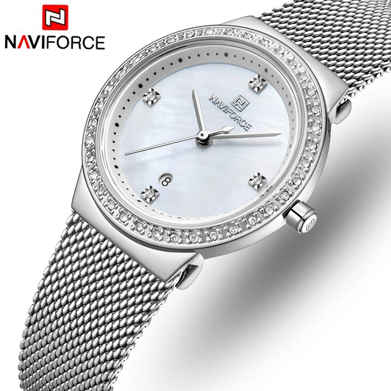 Женские кварцевые часы NAVIFORCE простые водонепроницаемые наручные с календарем 2019