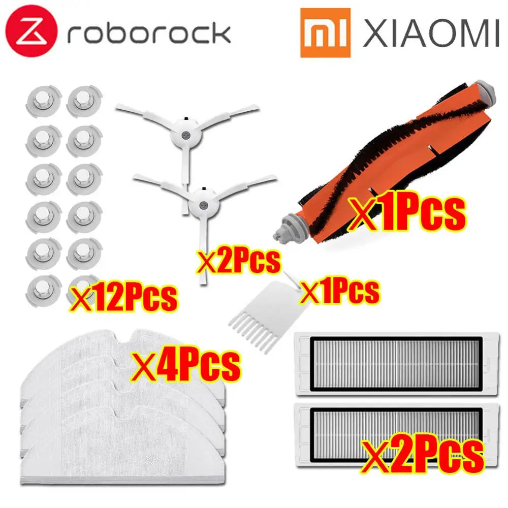 Тряпки для мокрой уборки фильтр боковая щетка рулон щетка подходит для Xiaomi Roborock Robot S50 S51 Запчасти для пылесоса наборы - Цвет: 22Pcs