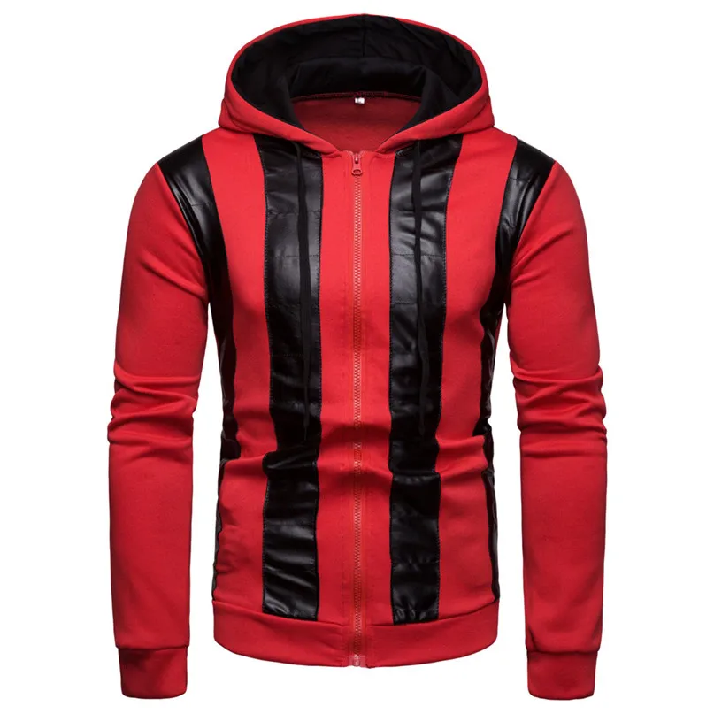 Skateboarding Hoodies Men Fall Winter New Fashion Color Collision Zipper Sweater Hooded Coat Sports top #2n27 (12)