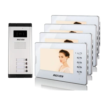 

Brand New Apartment Intercom 4 White Monitor Wired 7" Color Video Door Phone Intercom System for 4 House / Family FREE SHIPPING