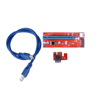

ALLOYSEED 007S Riser Card PCI-E 1X to 16X Extender PCI Express Adapter USB 3.0 Cable /15Pin SATA Power Supply mining riser