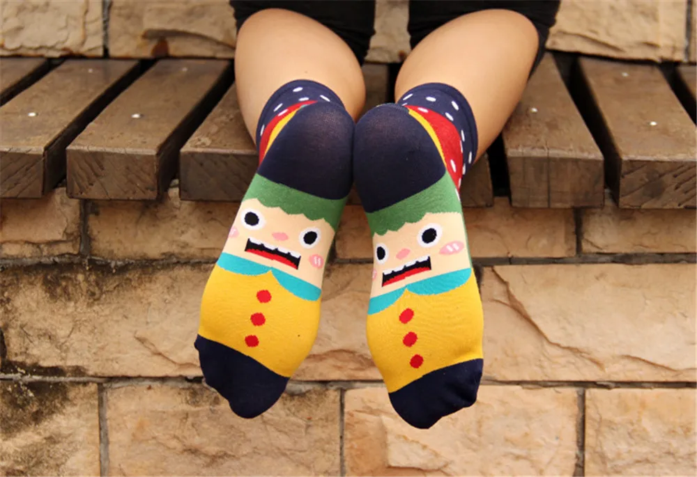 Цветные женские носки с героями мультфильмов, Осень-зима, модные милые носки для женщин и девушек, дышащие уличные хлопковые носки