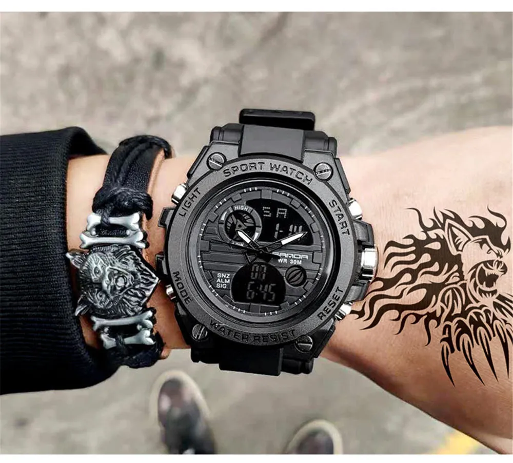SANDA G стильные спортивные мужские часы Топ бренд класса люкс военные кварцевые часы мужские водонепроницаемые S Shock цифровые часы Relogio Masculino