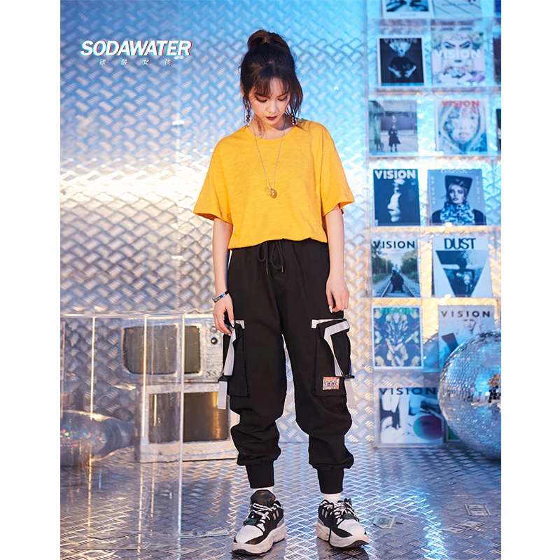 SODAWATER Girl Streetwear Black Jogger Pants Women Pockets Jogger Pants 100% Cotton Loose Jogger Pants Woman Casual Pants 9323S SODAWATER Girl Streetwear Black Jogger Pants Women Pockets Jogger Pants 100% Cotton Loose Jogger Pants Woman Casual Pants 9323S