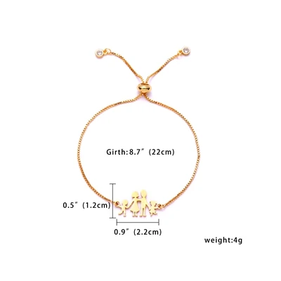 Золотой цвет из нержавеющей стали сердце фигура семья цветок браслет регулируемые браслеты женские аксессуары, Бижутерия Подарки - Окраска металла: 2