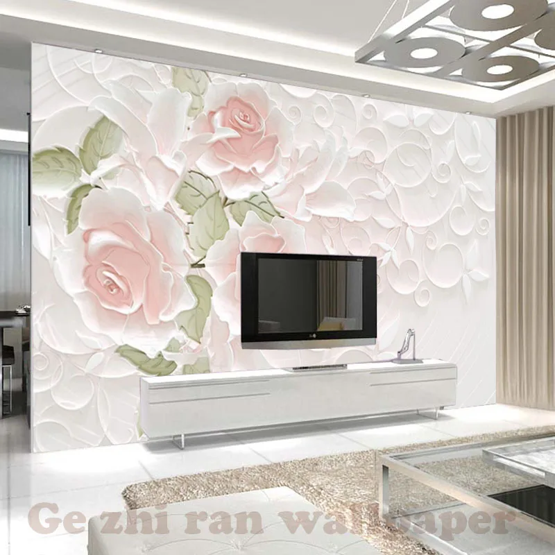 Пользовательские фото росписи обоев 3D стереоскопического тиснением розы гостиная спальня ТВ фон обои Home Decor