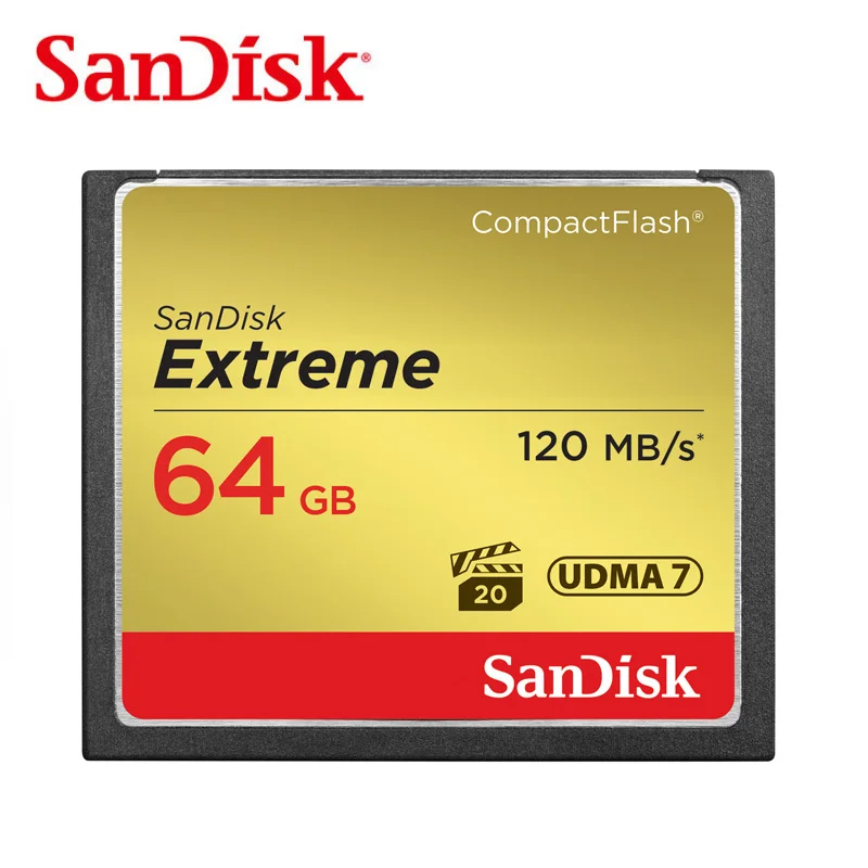 

Memory Card, Sandisk 100% original Extreme conpact CF Card 64GB Up to 120MB/s Read Speed for rich 4K and Full HD video camera