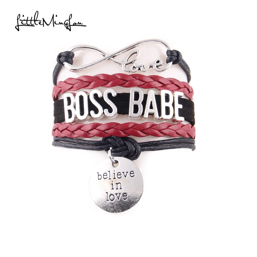 Little MingLou Infinity love Boss Babe bracelet believe your love charm