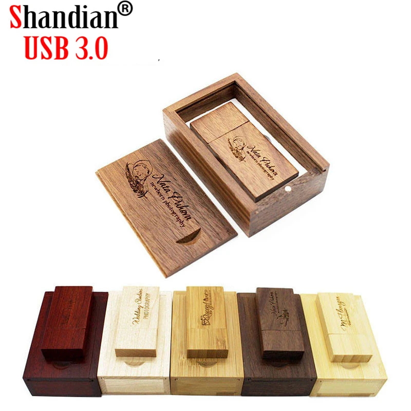 SHANDIAN USB 3,0 деревянный usb+ деревянная коробка usb флэш-накопитель 4 ГБ 8 ГБ 16 ГБ 32 ГБ 64 ГБ свадебная фотография подарок(10 шт. бесплатный логотип