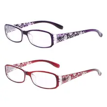  Fashion Women Spring Hinge Flower Print Resin Reading Glasses Lady Eyewear Protector Glasses Presbyopic +1.0~+4.0 