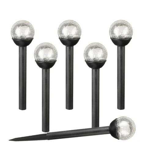 6Pcs Petite Crackle Ball Solar-Powered Landscape Light