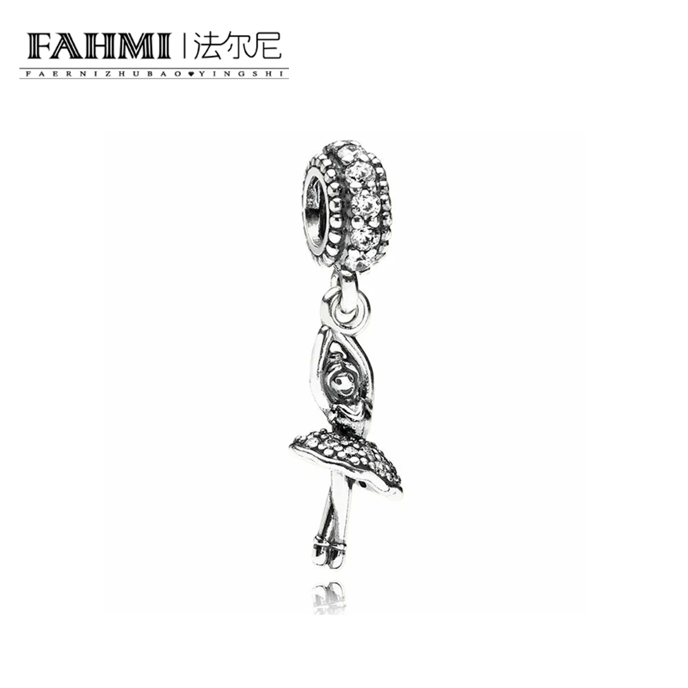 

FAHMI 100% 925 Sterling Silver New 1:1 791365CZ Ballerina Dangle Charm, Clear CZ DIY Bracelet Necklace Free Shipping