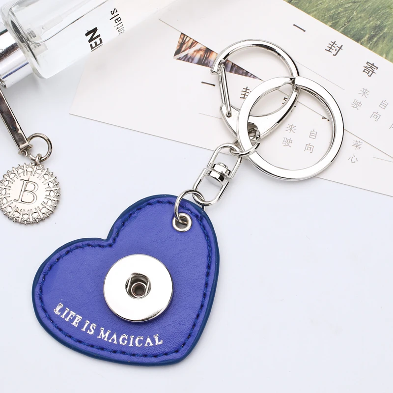 

Sales DIY Snap Keychains Personalized Snaps Key Ring Hang Accessories Charms Heart Snap Pendant Fit 18&20MM Snaps KC10
