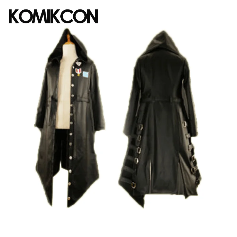  Game Playerunknown's Battlegrounds Cosplay PUBG Leather Outwear Trench Coat Hoodies Unisex Long Bla