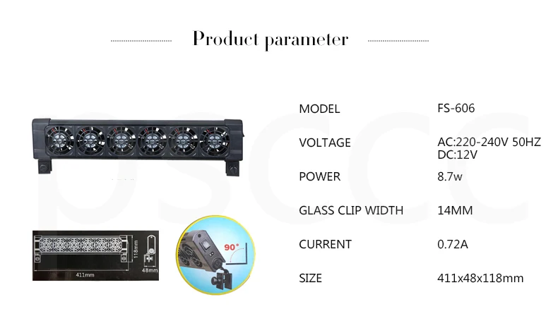 Low Power Consumption Chillers DC12V Cooling Fans Fish tank Marine Ponds Temperature controller 110-230V w/ 360 Rotating Mounter