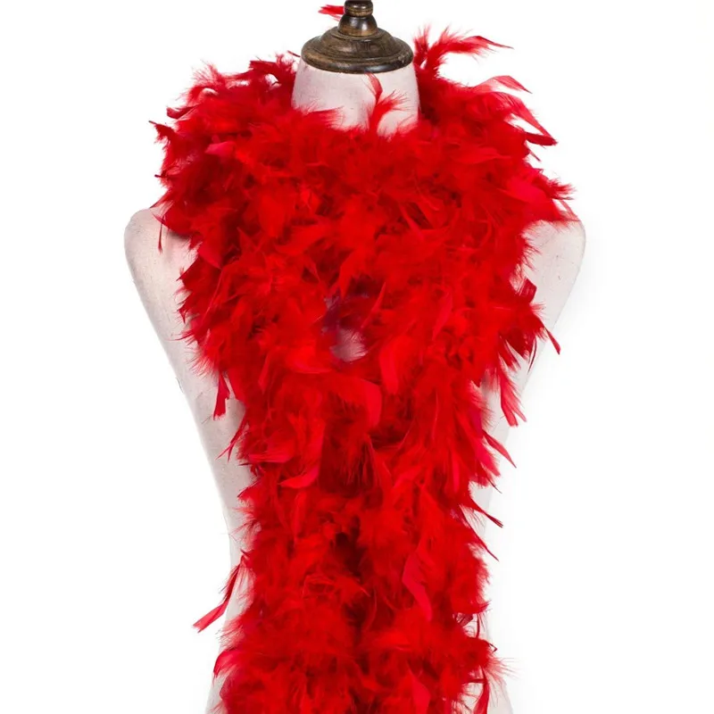 

New 2yards fluffy Red Turkey Feathers Boa About 60 Grams DIY feathers for crafts party and Wedding Decorations Accessories plume