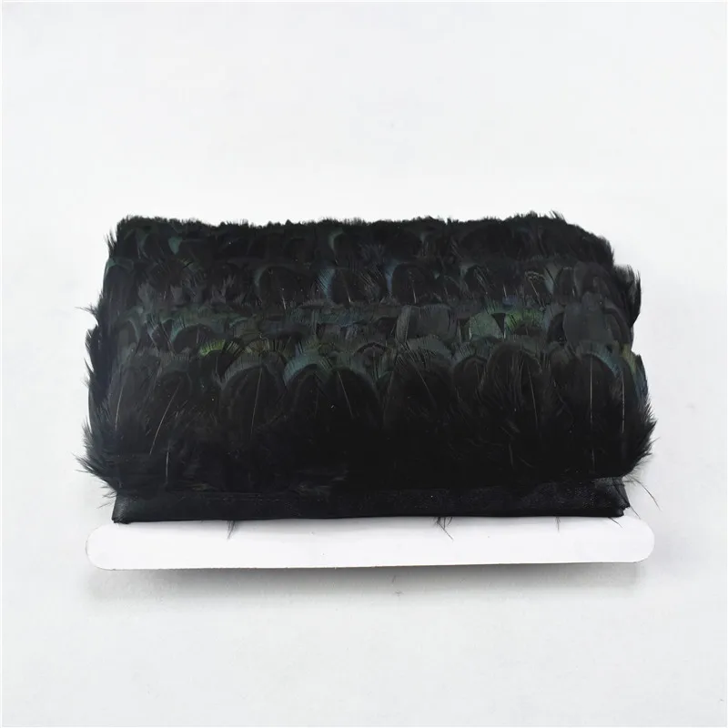 Фазан тканевый пояс с перьями бахрома, 4-8 см 5yards-10Yards/лот перо для рукоделия для ремесел платье/Рождественские вечерние Шлейфы - Цвет: Black