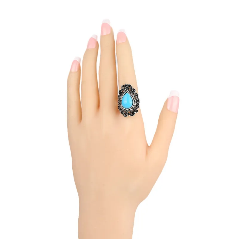 Винтажное Ювелирное кольцо для женщин инкрустированный черный драгоценный