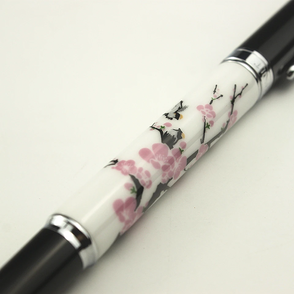 Высококачественная Роскошная деловая Шариковая ручка jinhao, керамические шариковые ручки с цветком сливы, 0,7 синие и черные чернила для бизнес-офиса, подарок