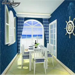 Beibehang Средиземноморский обои синий ретро чистый цвет нетканых материалов окружающей прикроватная фон гостиная спальня обои