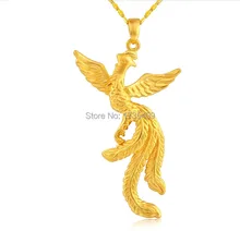 Pure 999 24K Yellow Gold Pendant 3D Phoenix Pendant 4.04g