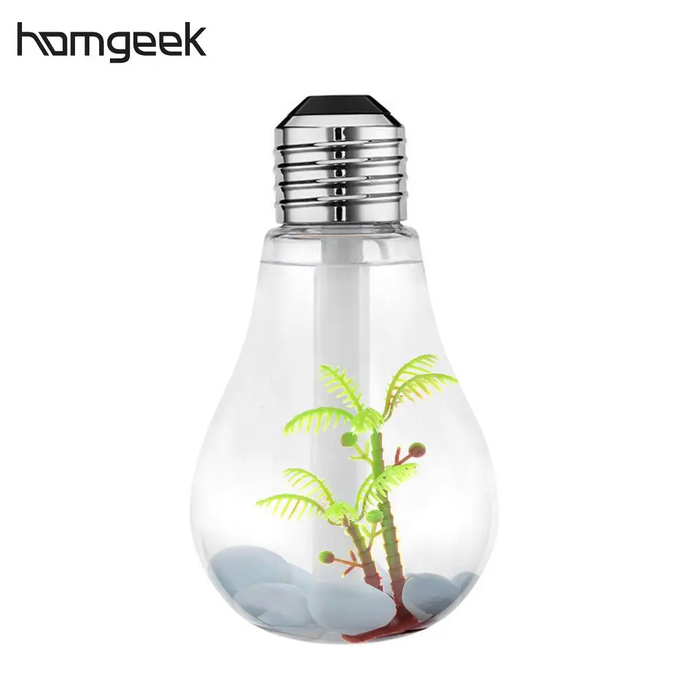 

Homgeek 400ml Ultrasonic Humidifier Landscape 7 Color LED Night Light Bulb USB Mini Humidifier Mist Maker for Home Office