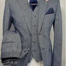 На заказ для измерения фрака, на заказ черный смокинг жениха с серыми штанами, белый жилет, сшитый мужской длинный хвост ужин смокинги