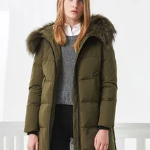 BOSIDENG, женская зимняя куртка на утином пуху, средней длины, пуховик, натуральный мех, воротник, глубокая зима, плотная верхняя одежда, водонепроницаемая, B70141006