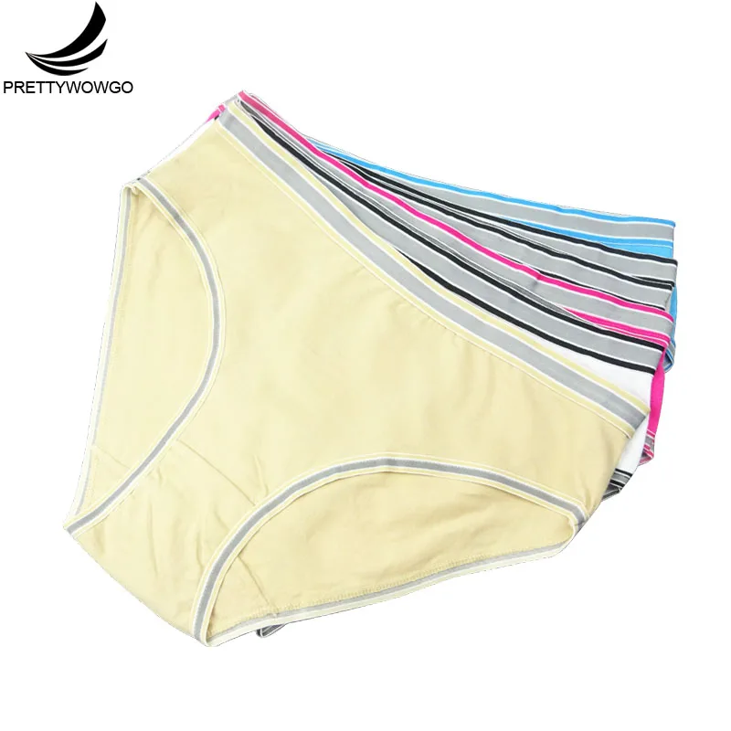 Prettywowgo Comfortable Plus Size Women Cotton Panties High Waist Women's Underwear Briefs 9168