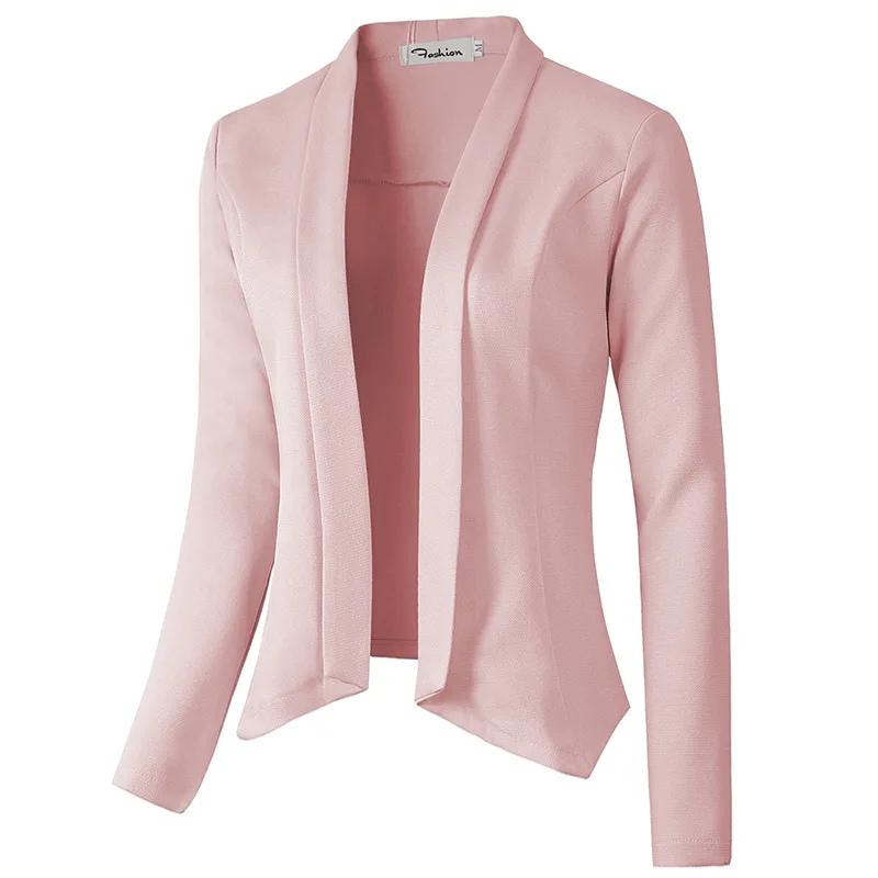Casual Office Lady Fashion Women Blazers and Jackets Solid Notched Full