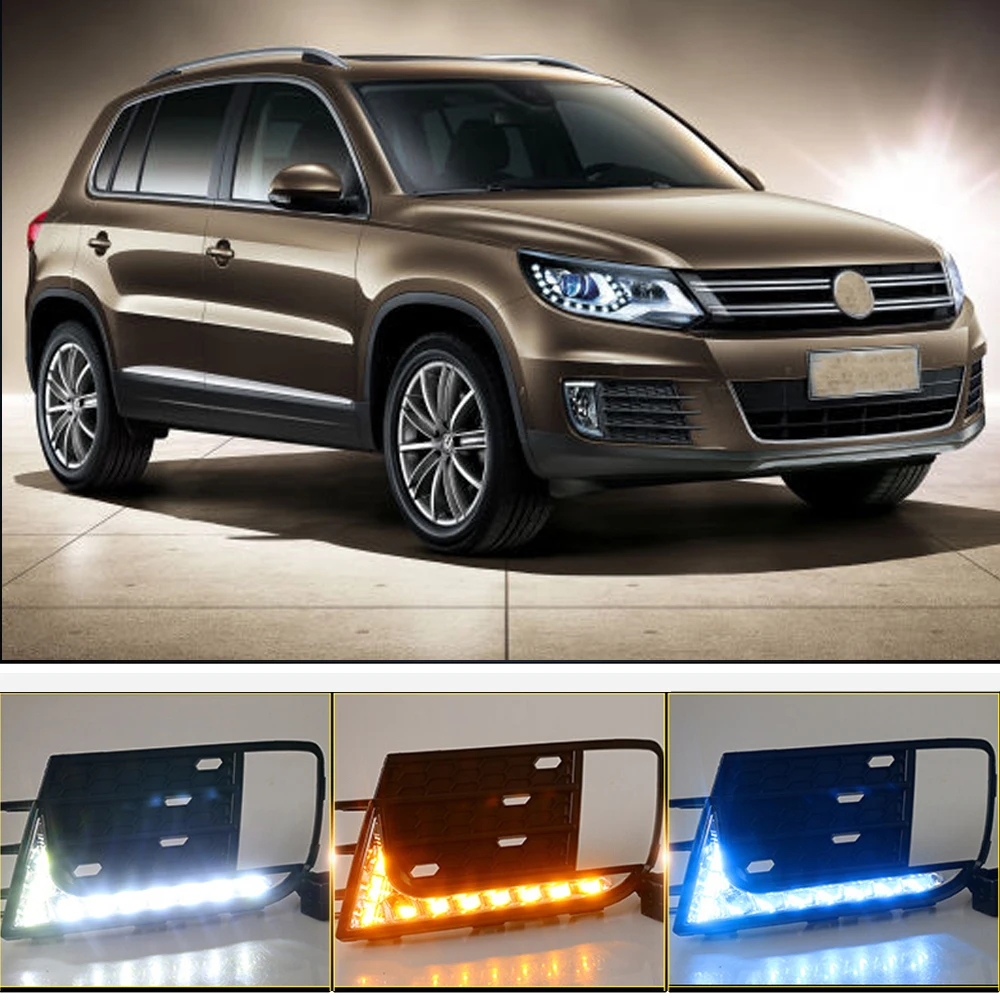 Capqx 1 пара для Volkswagen Tiguan 2013- ПТФ в передний бампер с светодиодный дневным ходовым светом DRL Дневной свет дальнего света