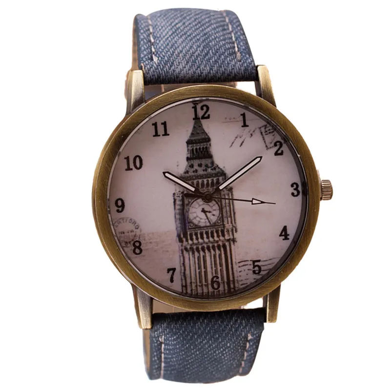 NEW Women's watches casual watches Retro Clock Tower WristWatch Cowboy Leather Band alloy Analog Quartz Watch Montre femme M21 (20)