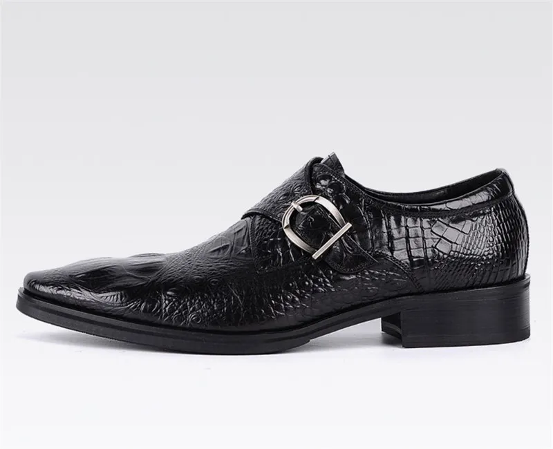 Merkmak/Мужская официальная обувь из крокодиловой кожи; Мужская обувь из дышащей кожи с пряжкой в деловом стиле; оксфорды для свадьбы; большой размер 48 на плоской подошве