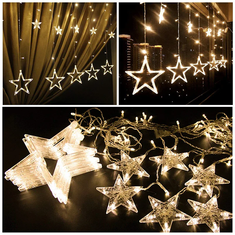 2.5M 138leds 8 Mode Star Led Curtain Icicle String Lights Christmas Lights New Year Wedding Party Decoration Garland Light 2.5M 138leds 8 Mode Star Led Curtain Icicle String Lights Christmas Lights New Year Wedding Party Decoration Garland Light