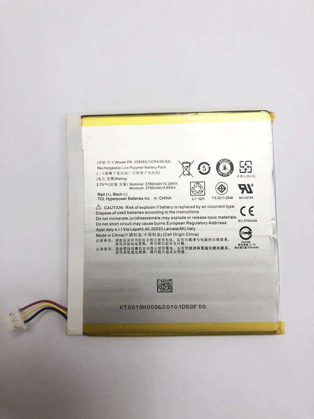 Новинка 100% года аккумулятор 2700 мАч KT.0010H.003 PR-329083 фотосессия (1ICP4/90/84) для Acer Iconia One 7 |