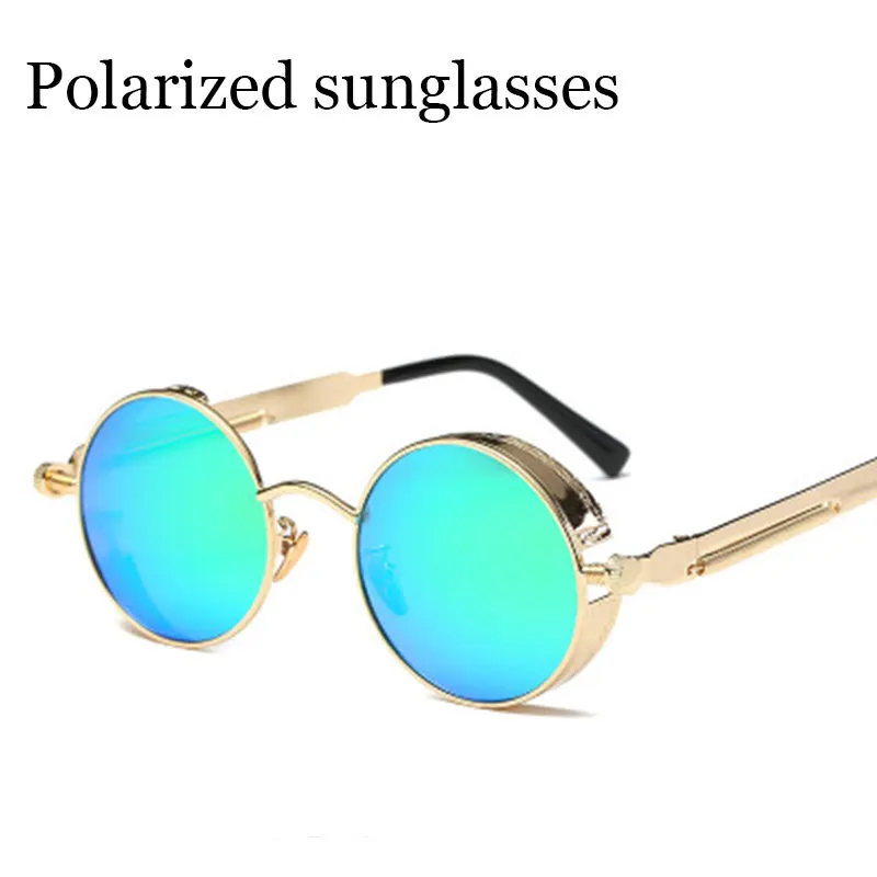 

Round Metal Retro HD Polarized Punk Steampunk Sunglasses for Women for Men Vintage Sun Protection Glasses Oculos de sol