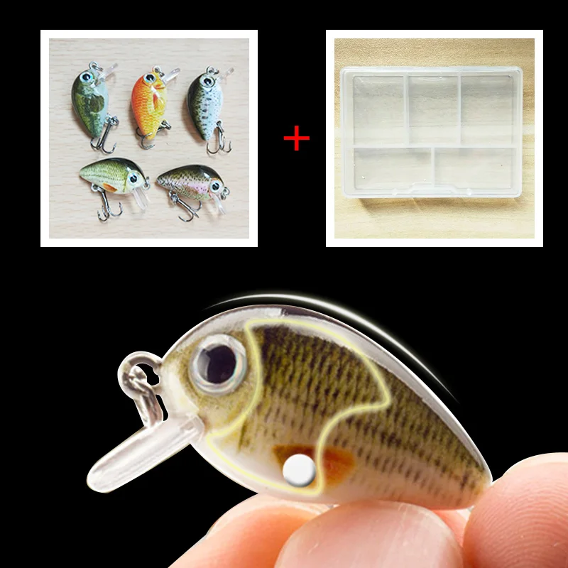 SEALURER 1 8 г 3 см Topwater японский воблер Mini Crankbait 5 приманки с пластиковой коробкой Fly