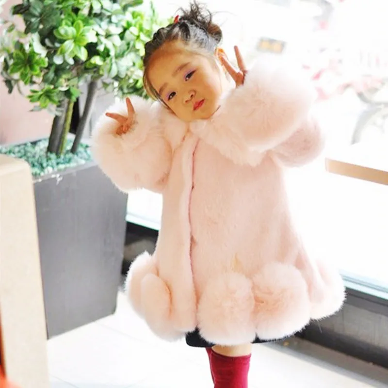 Пальто для маленьких девочек плотное пальто с искусственным мехом, куртка для девочек возрастом от 1 года до 8 лет, мягкие вечерние пальто Зимняя верхняя одежда для маленьких девочек