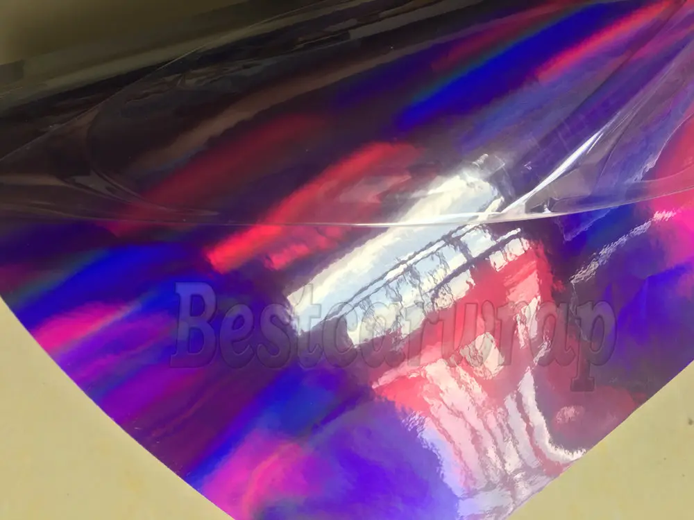 purple larser holographic chrome car wrappingv Vinyl with air bubble free rainbow hologram (2)