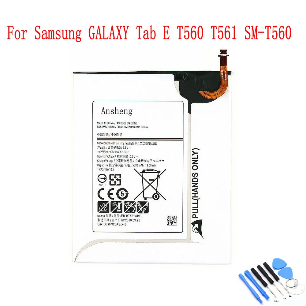 Ansheng оригинальный EB BT561ABE аккумулятор 5000 мАч для Samsung GALAXY Tab E T560 T561 SM
