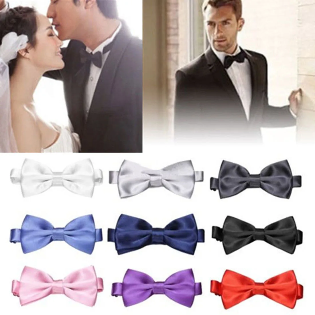 Hot Sale 1PC Gentleman Men Classic Satin Bowtie Necktie For Wedding Party Adjustable Male Butterfly Bow tie knot For Man Gifts