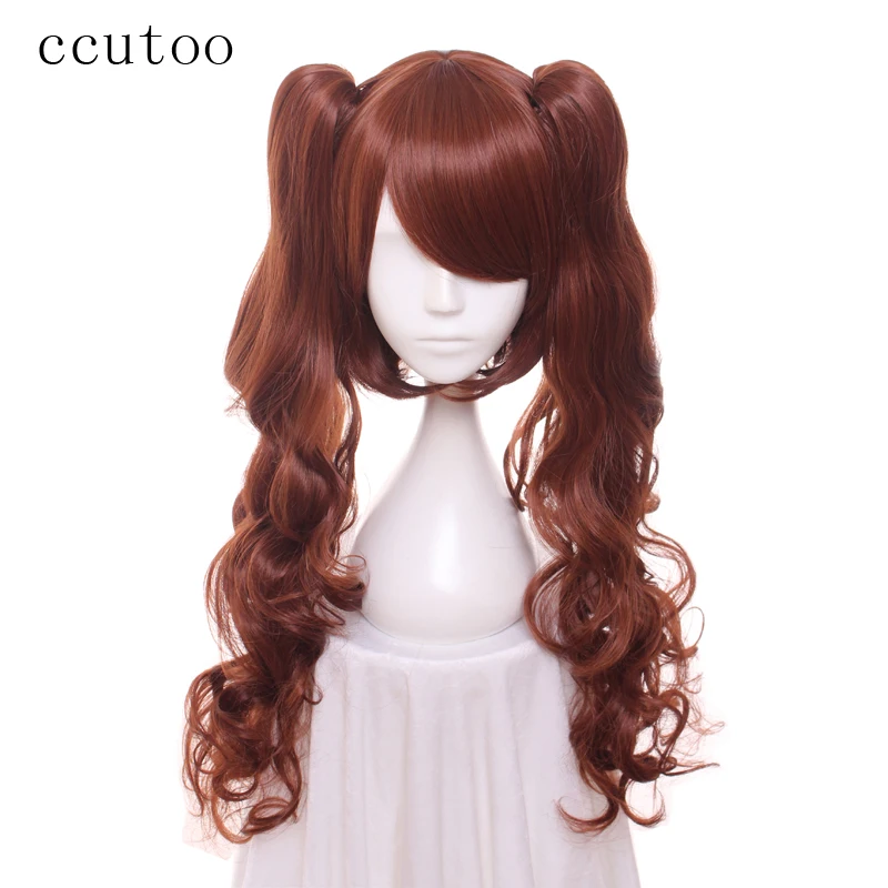 

ccutoo 75cm Brown Double Removable Chip Ponytails Synthetic Wig For Halloween Cosplay Wig Party Wig Heat Resistance Fiber