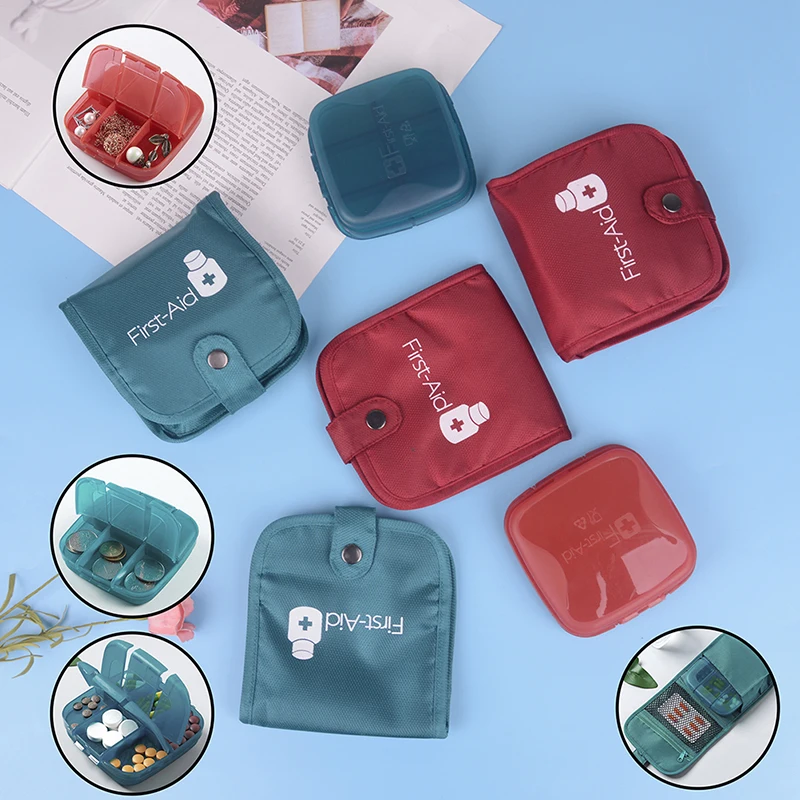 1PC Portable Pill Medicine Storage Box Pill Case Splitter Storage Bag Organizer 2 Colors