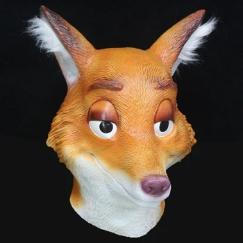 

【US-Stock Shipping 3-5 days 】Fox Latex Animal Head Mask Mr. Wilde Fox Halloween Cosplay Party Costume Fancy Dress Brown